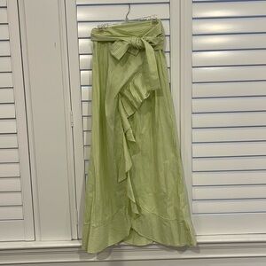 Green seersucker maxi skirt